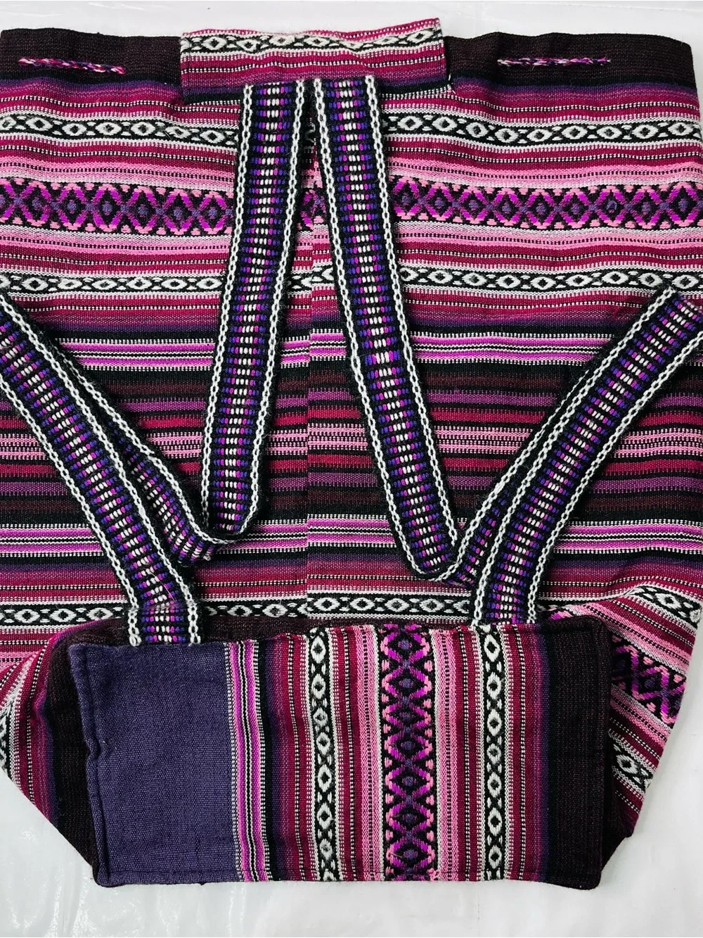 Authentic Mexican style unisex woven serape back sack drawstring
